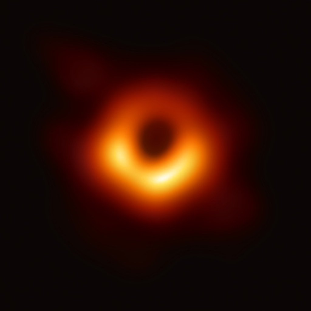 The first image ever taken by humans of the shadow of a black hole.