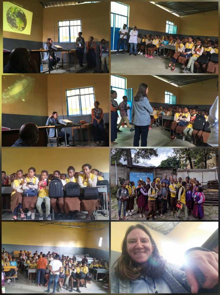 A series of images of a public lecture about our Universe taken in a school in Ethiopia, planet Earth.